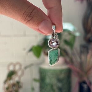 STERLING SILVER PENDANT: Turquoise and Amethyst